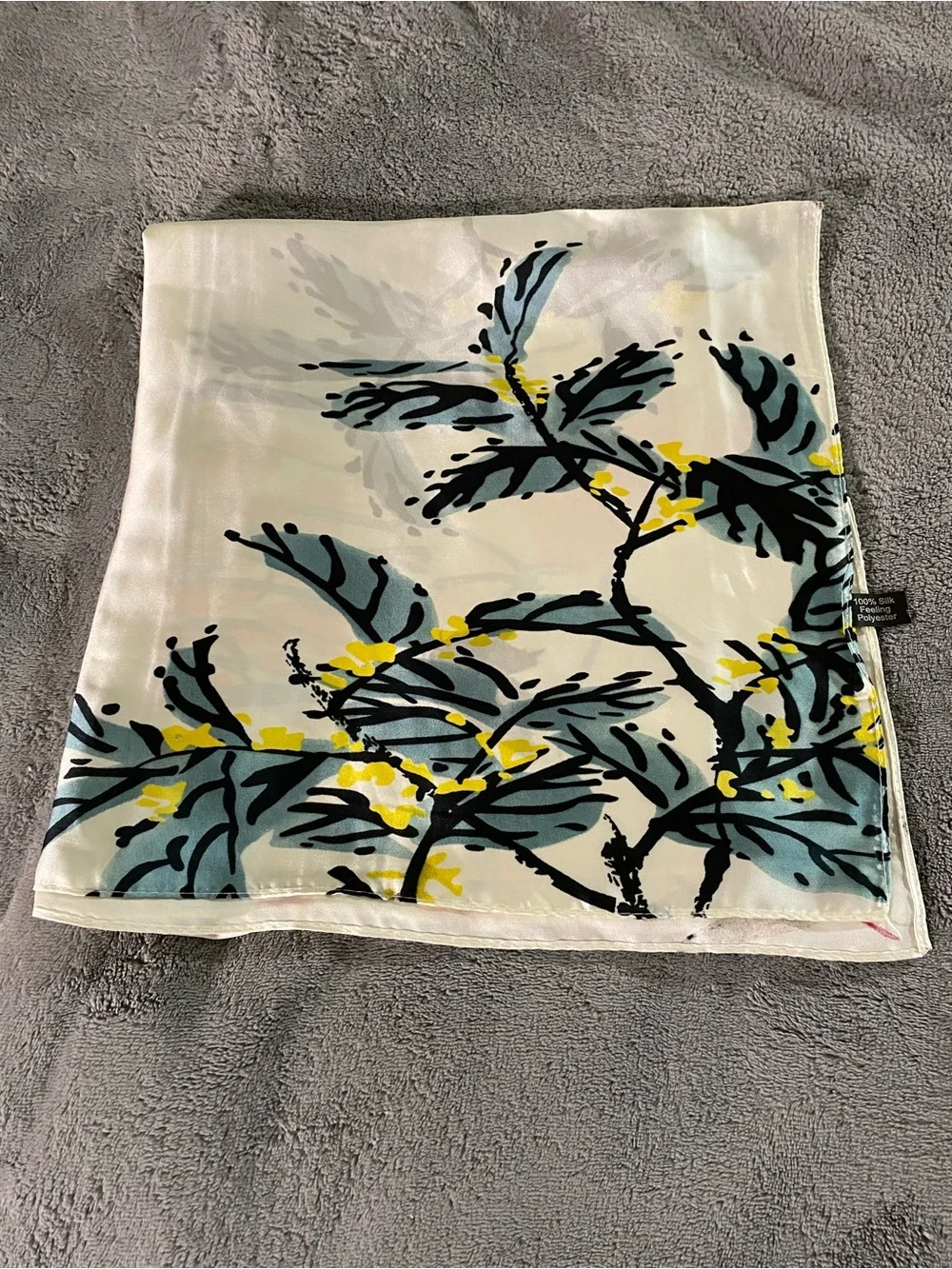 Floral Silk Scarf with Vibrant Orange Bloom size 180X90cm